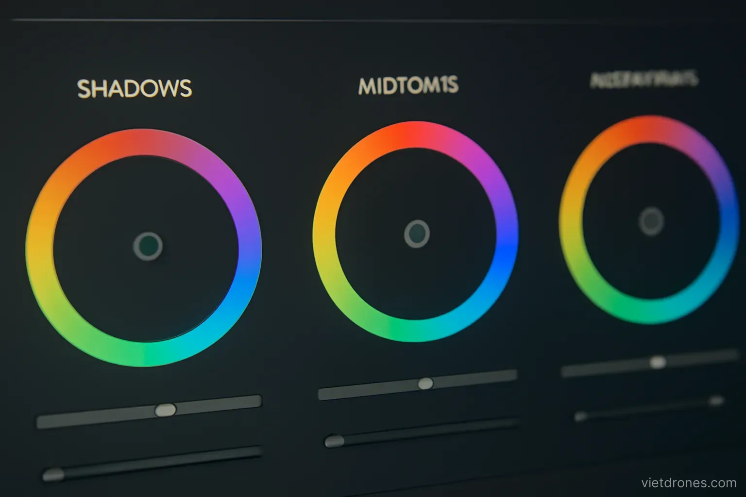 Colour grading controls on an editing screen