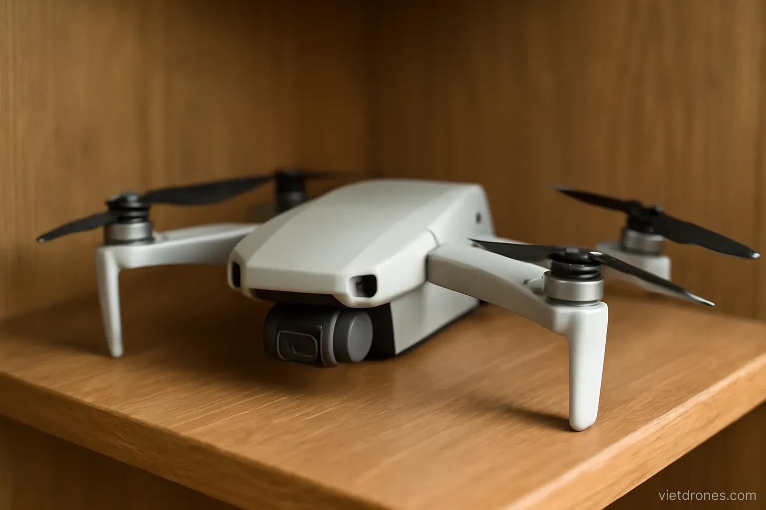 An older drone still in good condition on a shelf