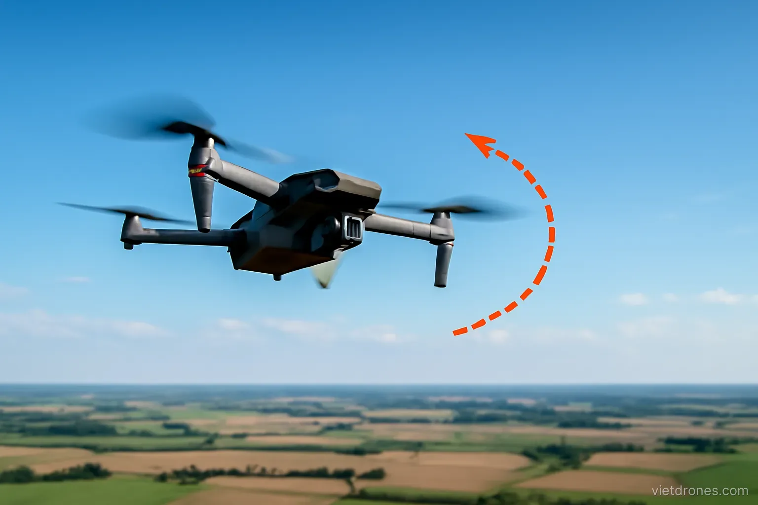 Drone pilot adjusting flight path during an aerial shot over water