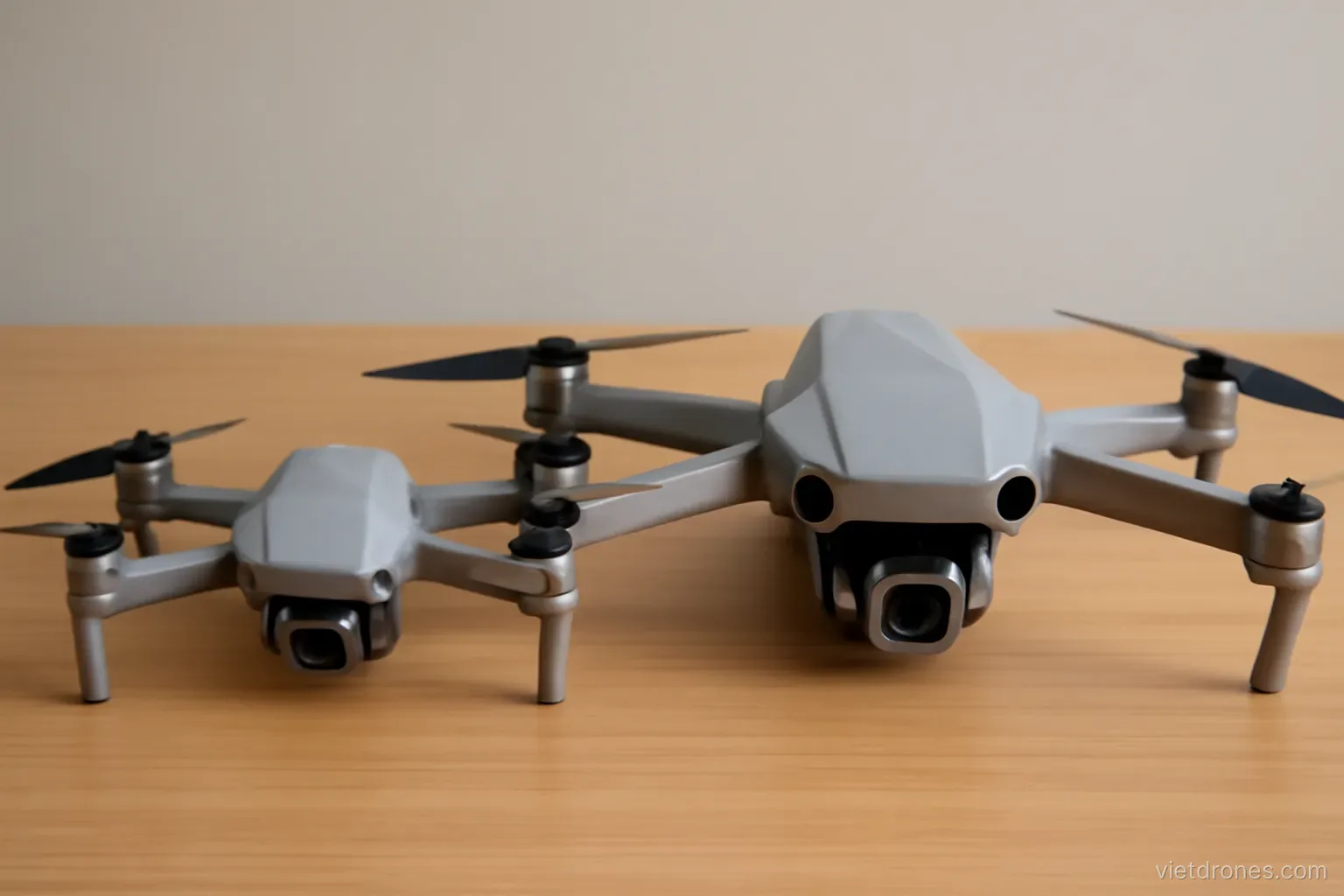 Two drones of different sizes side by side